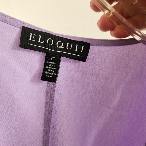 eloquii wrap dress sz 24 3x plus puff slvs ruffle hem midi unlined lavender nwt - Picture 7 of 8